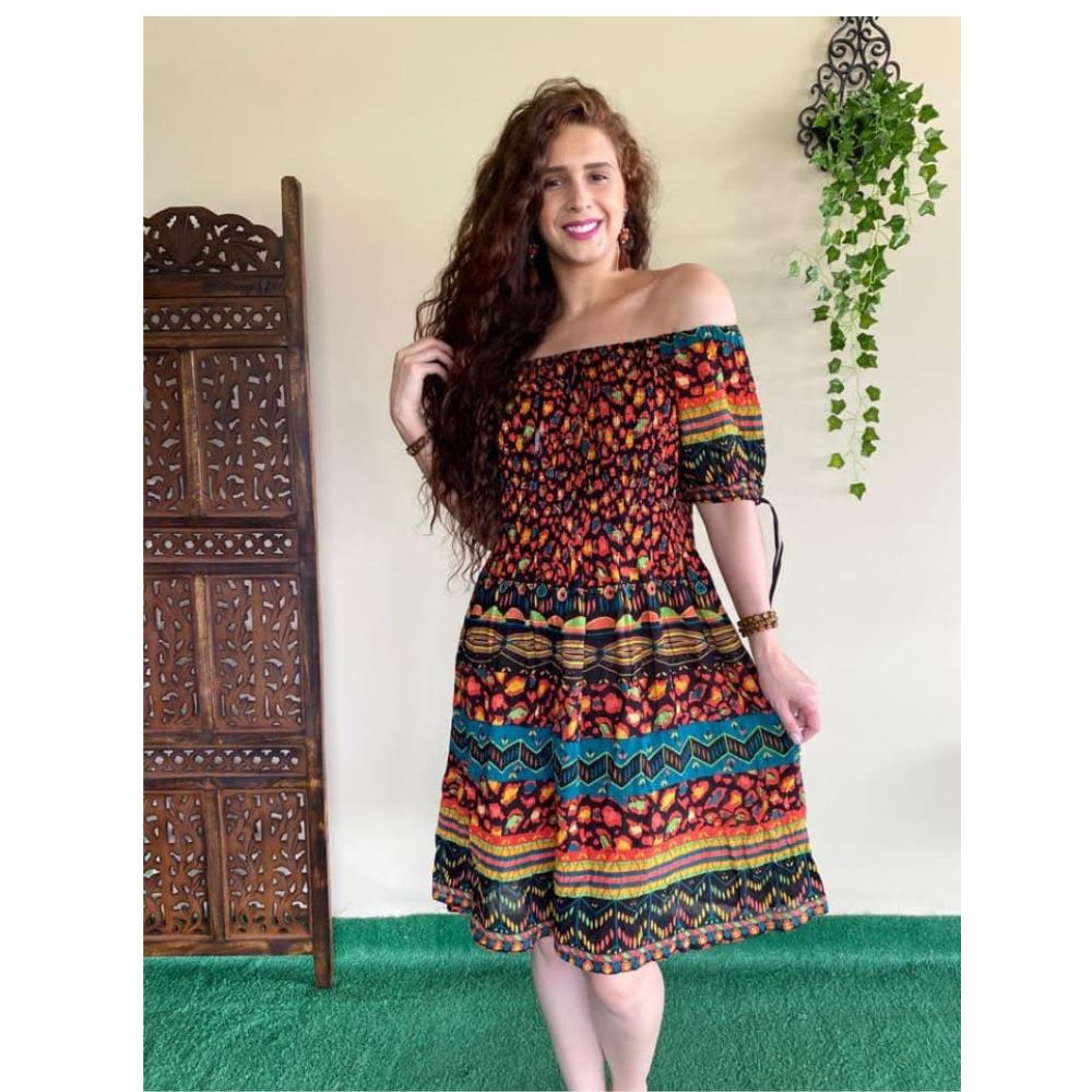 vestido indiano estampado