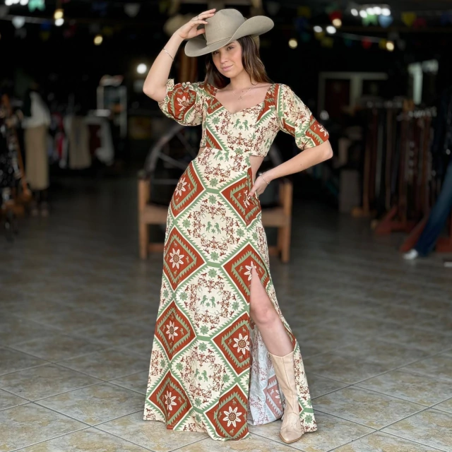 vestido longo estampado casual