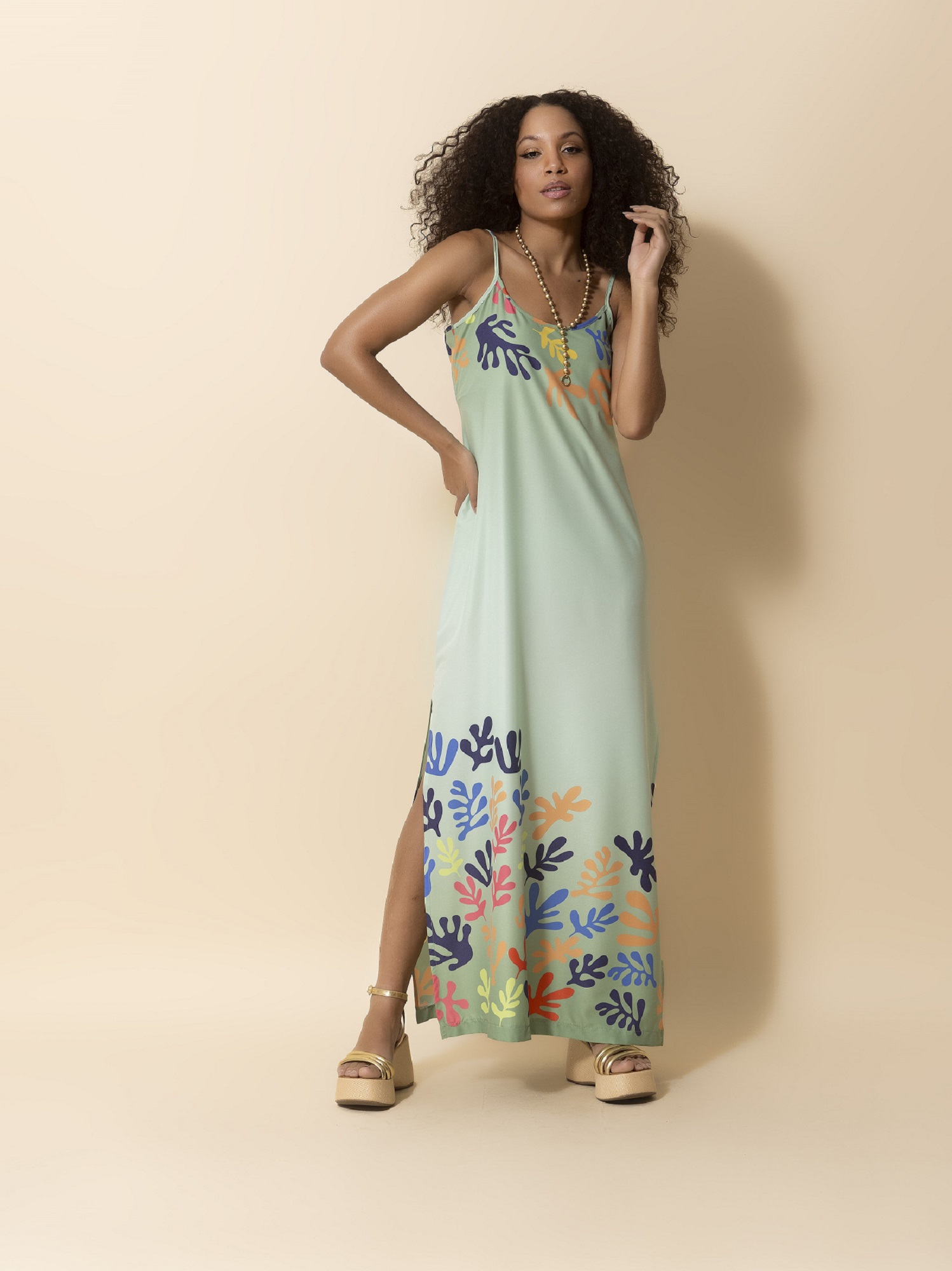 vestido longo estampado para casamento