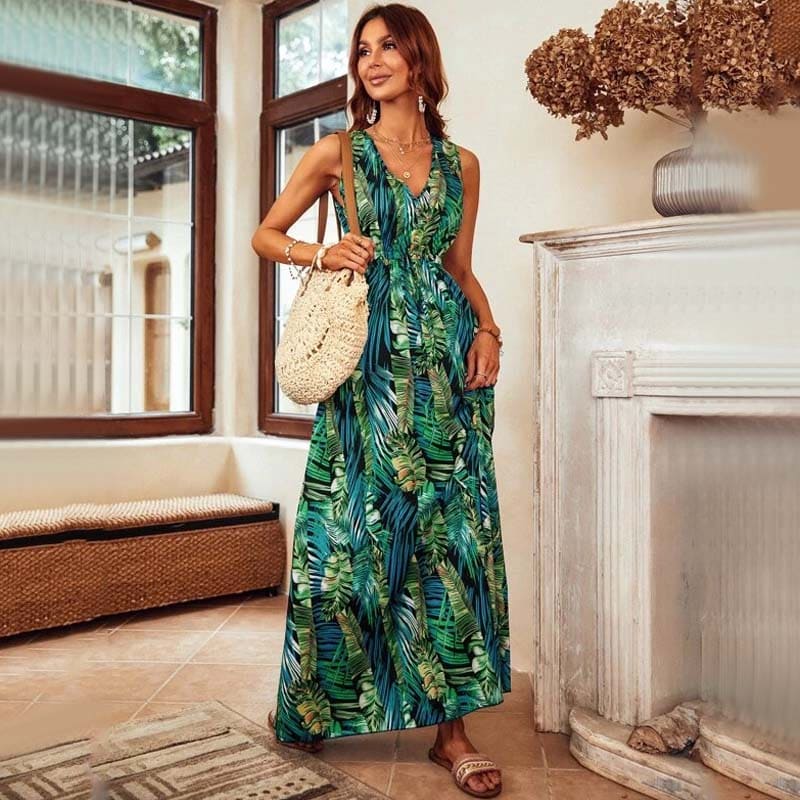 vestido longo estampado chique