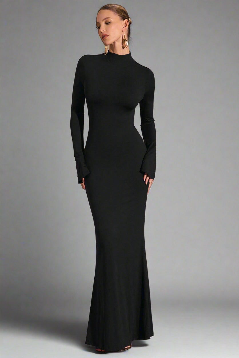 vestido longo viscolycra manga longa