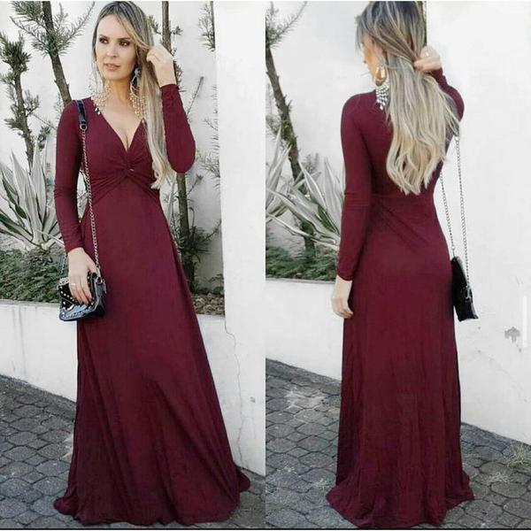 vestido longo casual inverno