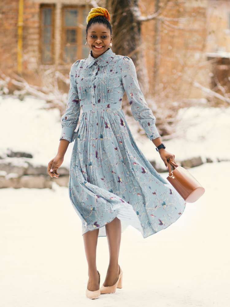 vestido longo gola alta inverno