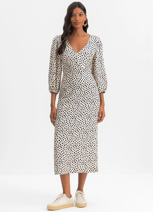 vestido midi floral de viscose