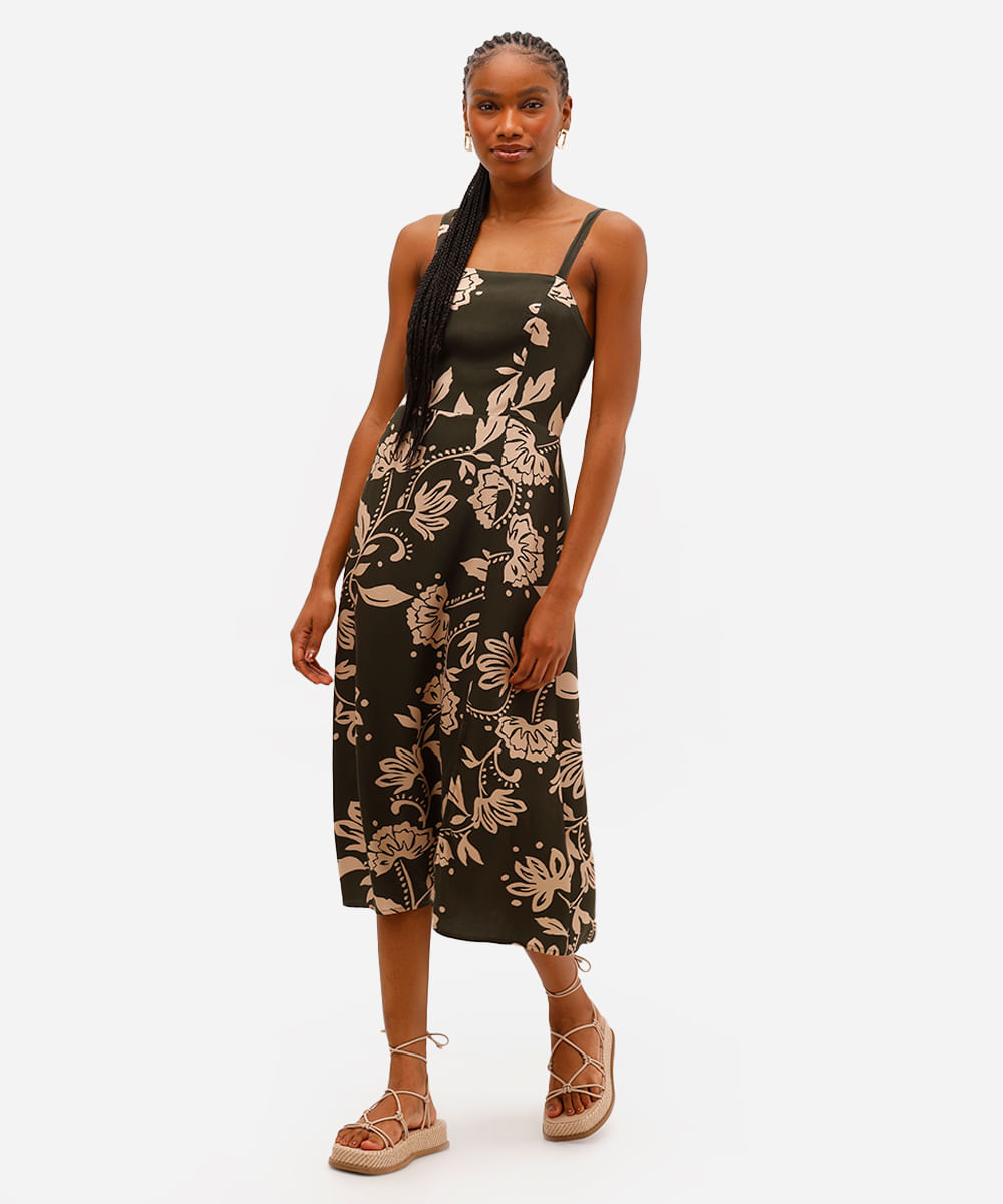 vestido midi floral elegante