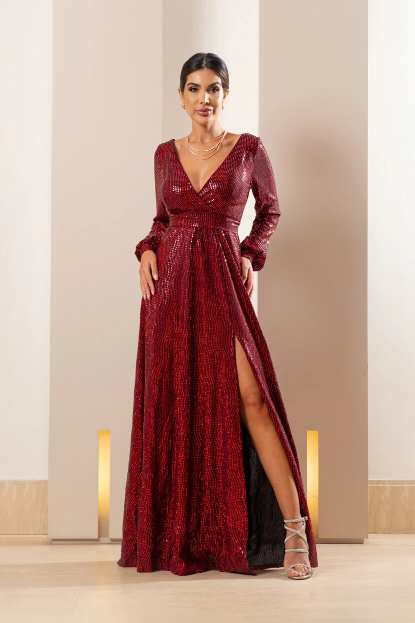 vestido paetê rosa