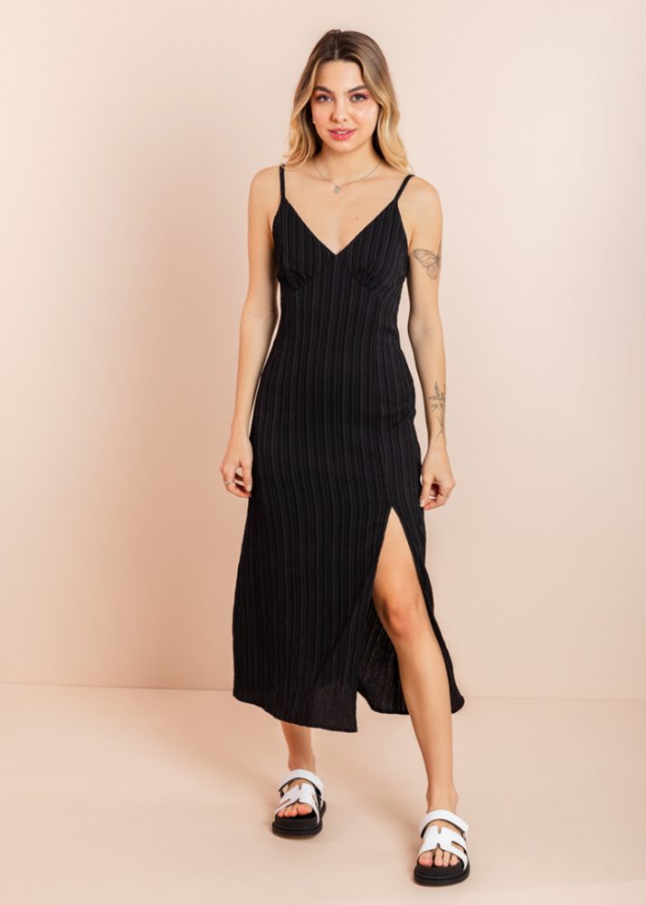 vestido midi preto elegante