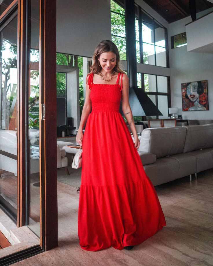 vestido vermelho ceia