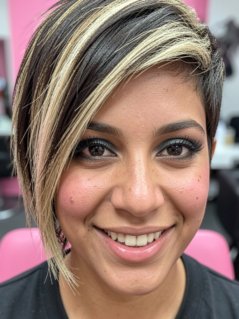 Taís Araújo com cabelo crespo curto e volumoso, olhando para a câmera.