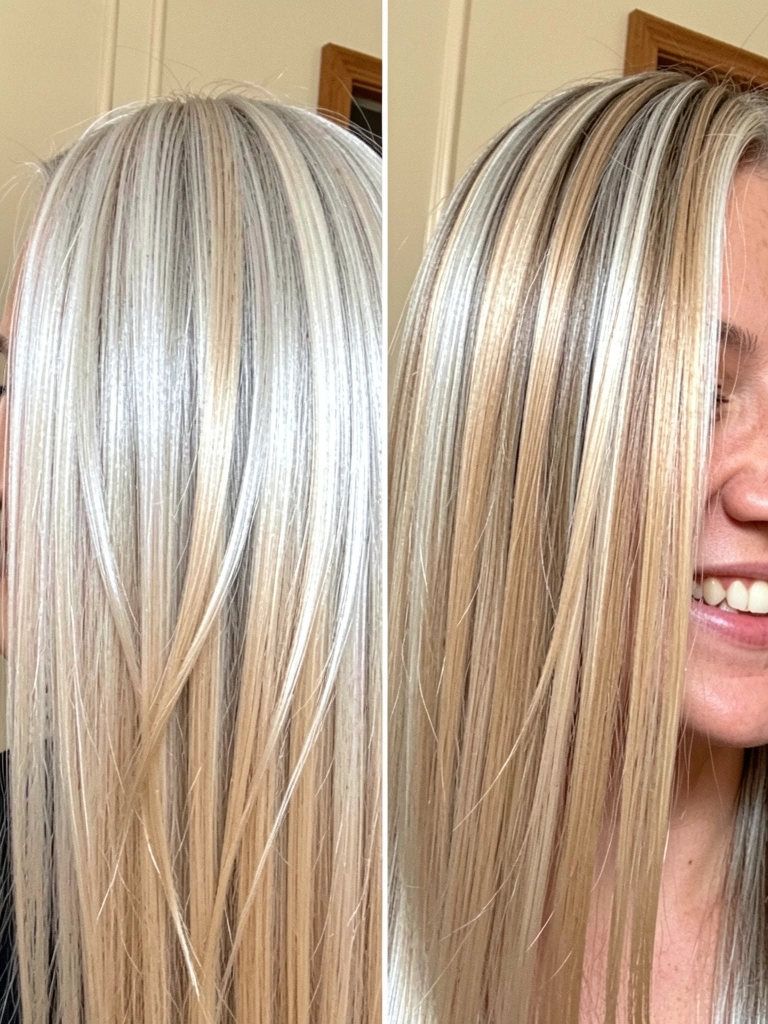 Duas mechas de cabelo liso lado a lado: uma com repicado sutil e outra com repicado marcado.