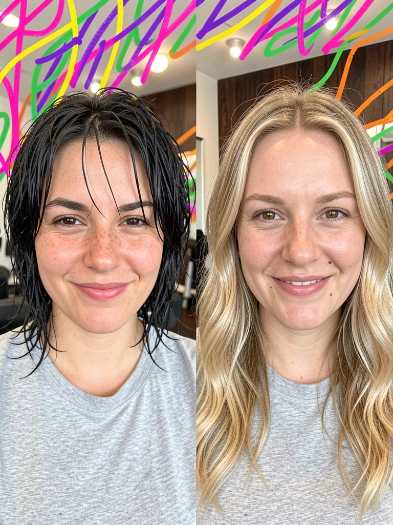 Corte de cabelo midi borboleta com camadas frontais curtas e cabelo na altura dos ombros.