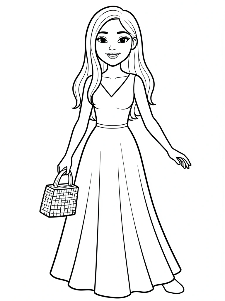 Desenho da Barbie como sereia, com cauda escamada e conchas no cabelo, em preto e branco.