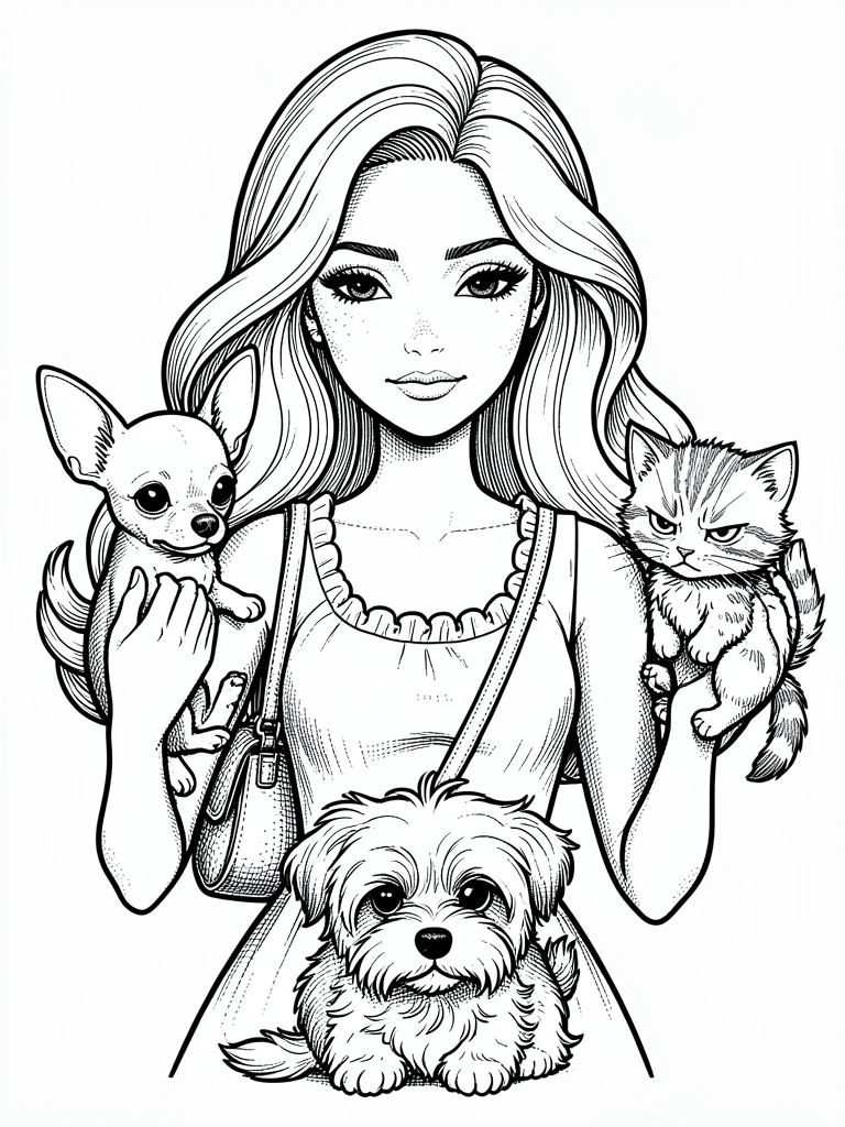 Folha de papel com desenhos da Barbie para colorir empilhados ao lado de um computador.