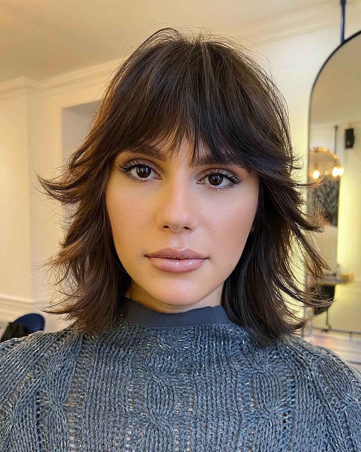 wolf cut cabelo liso curto