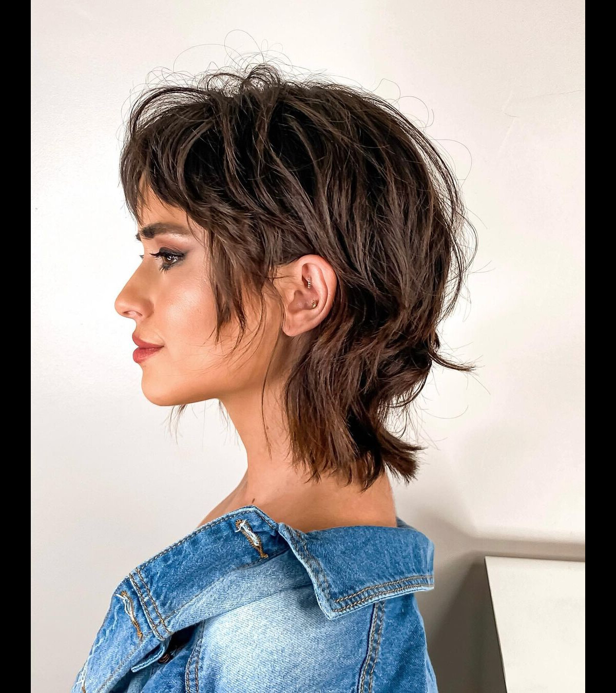 wolf cut cabelo liso curto